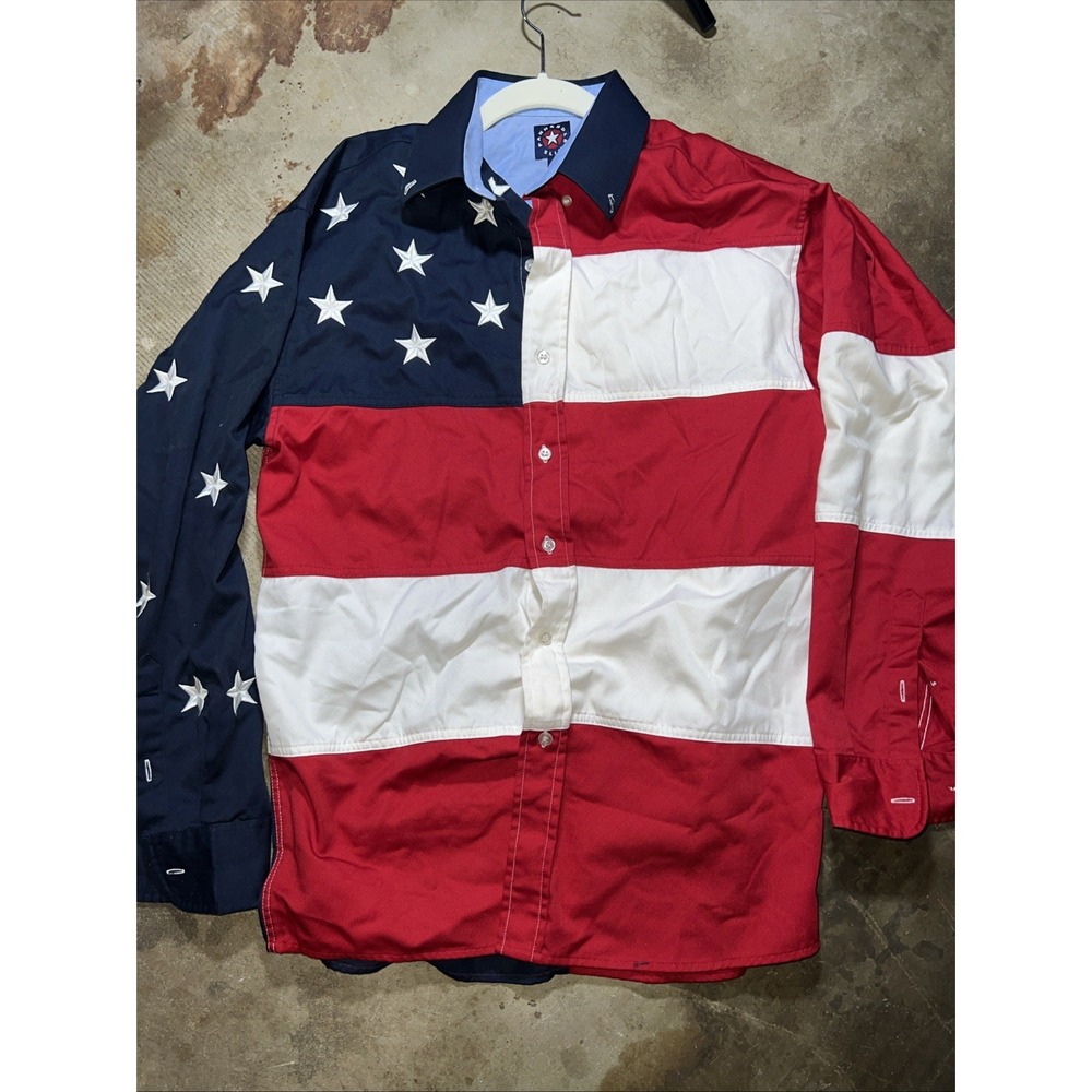 Panhandle Slim American Flag Western Shirt Embroidered Stars Patriotic USA M